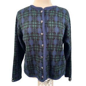 Vintage Northern Isles Women's Plaid Cardigan Sweater Multicolor Size Medium